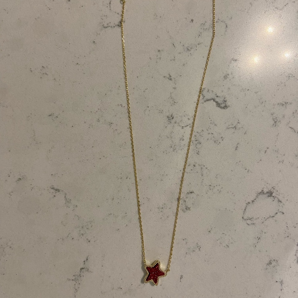 Kendra Scott Gold Necklace with Red Star Pendant